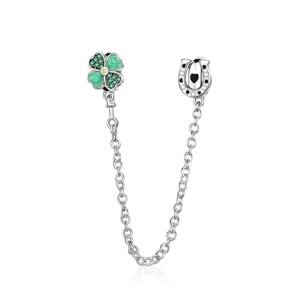 925 Sterling Silver Clover Daisy Star Moon Pavé Safety Chain Bow Necklace and Bracelet Set Luxury Fine Jewelry for Women