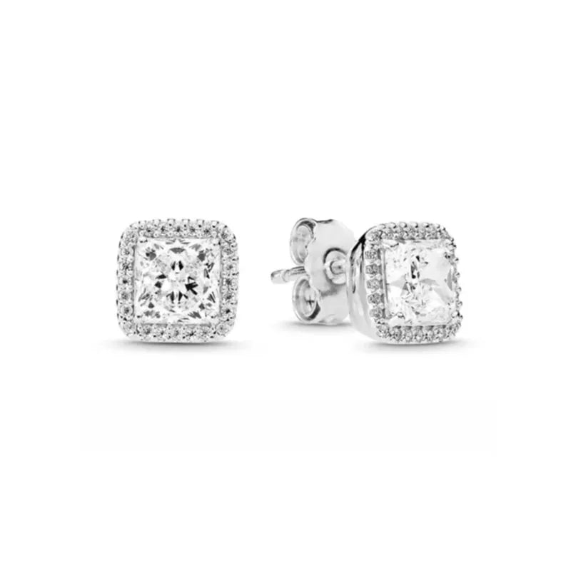Elegant Sterling Silver Pink Bow Earrings with Red Heart and Snowflake Design for Women P1717