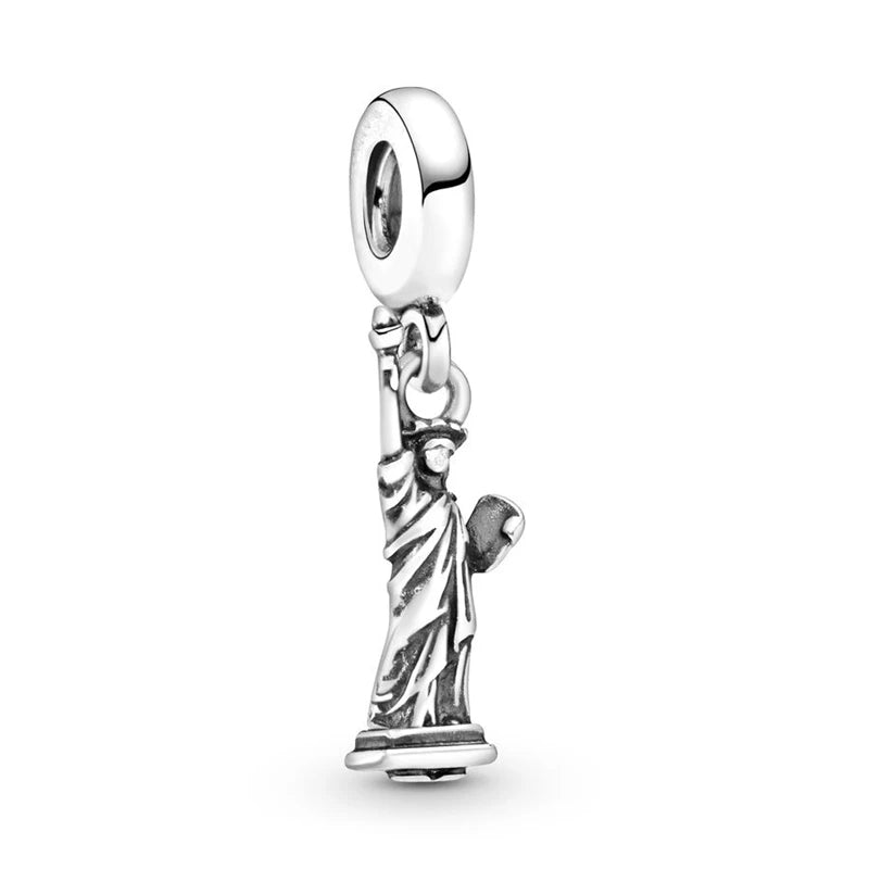 Fine Gold Eiffel Tower Statue Of Liberty Castle Charm Bead