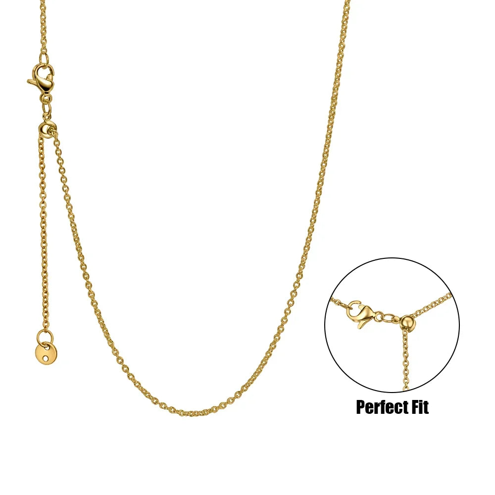 925 Sterling Silver Gold Rose Gold Simple Premium Bare Chain Necklace for Women Elegant DIY Jewelry Gift
