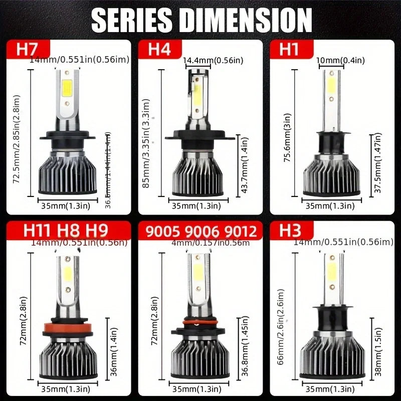 Heyword 160W 30000LM 6000K COB LED Headlight Bulbs Pair