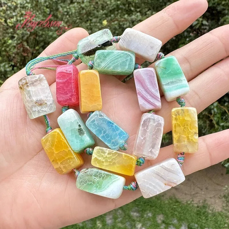 Natural Multicolor Cracked Agate Faceted Stone Beads for DIY Necklaces and Bracelets 15 Inches