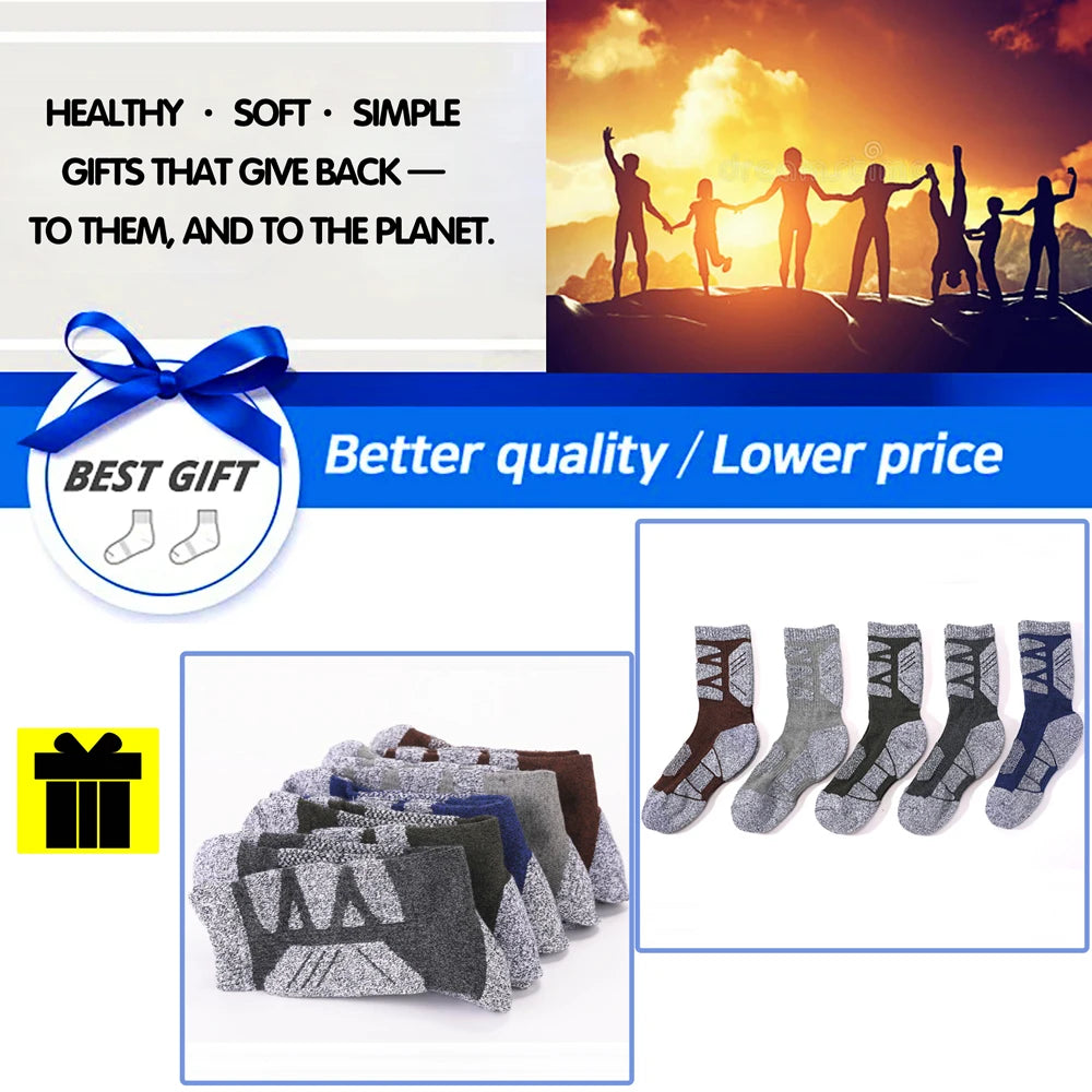 Thermal Thick Winter Hiking Socks Cotton Cushion Sole