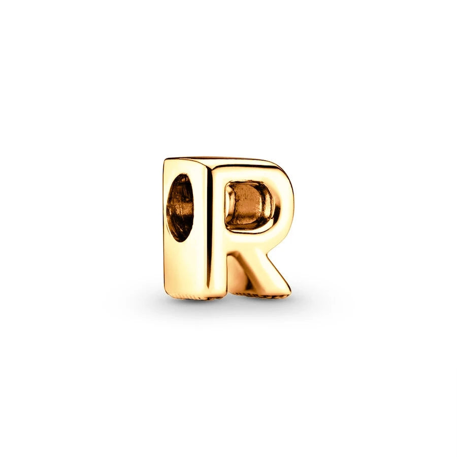 Gold Plated A To Z Alphabet Charm Beads For 925 Bracelet