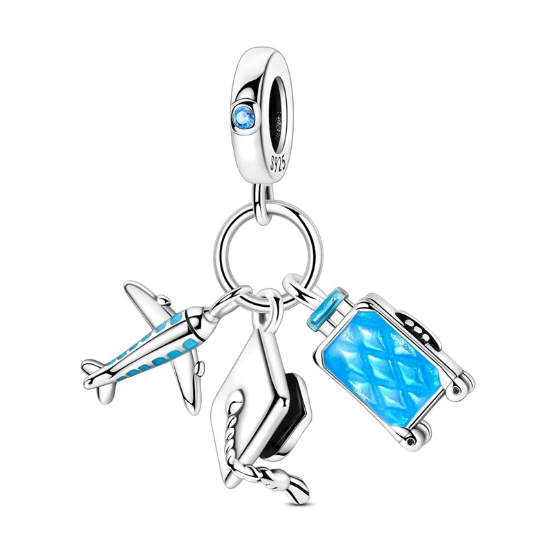 925 Sterling Silver Love Starry Sky Cat Paw Charms Beads
