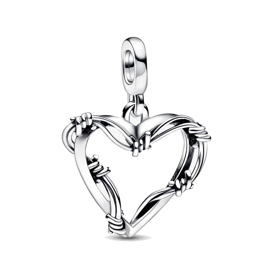 925 Sterling Silver Golden Heart Star Beads Charms for DIY Bracelet and Necklace Gift for Women Mother and Sister
