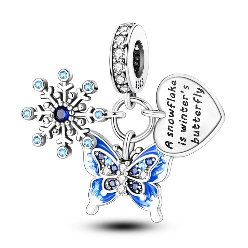 Sterling Silver Snowman Charm Beads for Bracelets Jewelry Gift KTC922