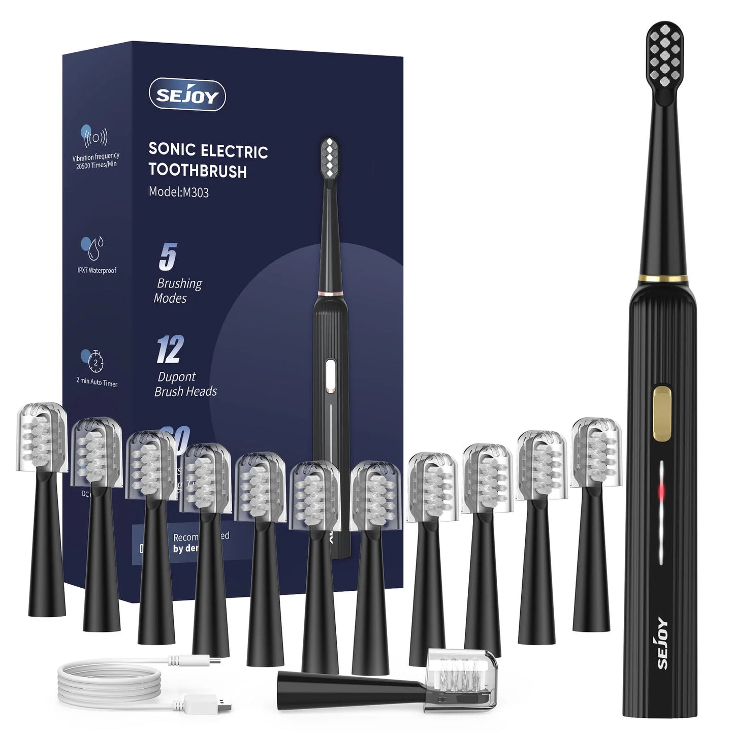 SEJOY Oral Cleaning Sonic Electric Toothbrush IPX7 3 Modes JM Black UNITED KINGDOM