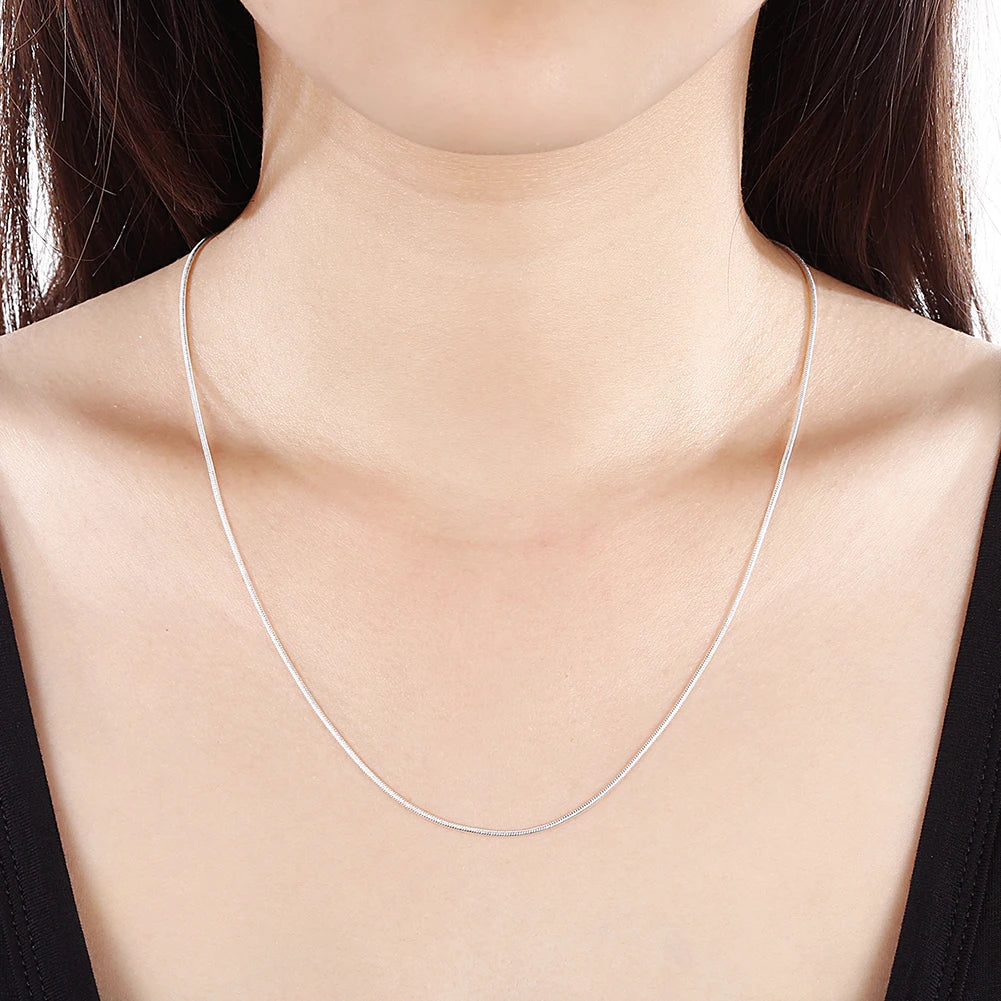 925 Sterling Silver Snake Chain Necklace Set 10PCS 16-30 Inch 1mm Fashion Jewelry for Men and Women