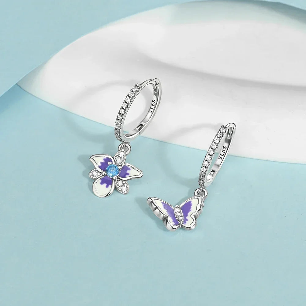 925 Sterling Silver Luxury Heart Sun Moon Stud Earrings Bow Butterfly Crab Clip Set for Women Party Jewelry Gifts