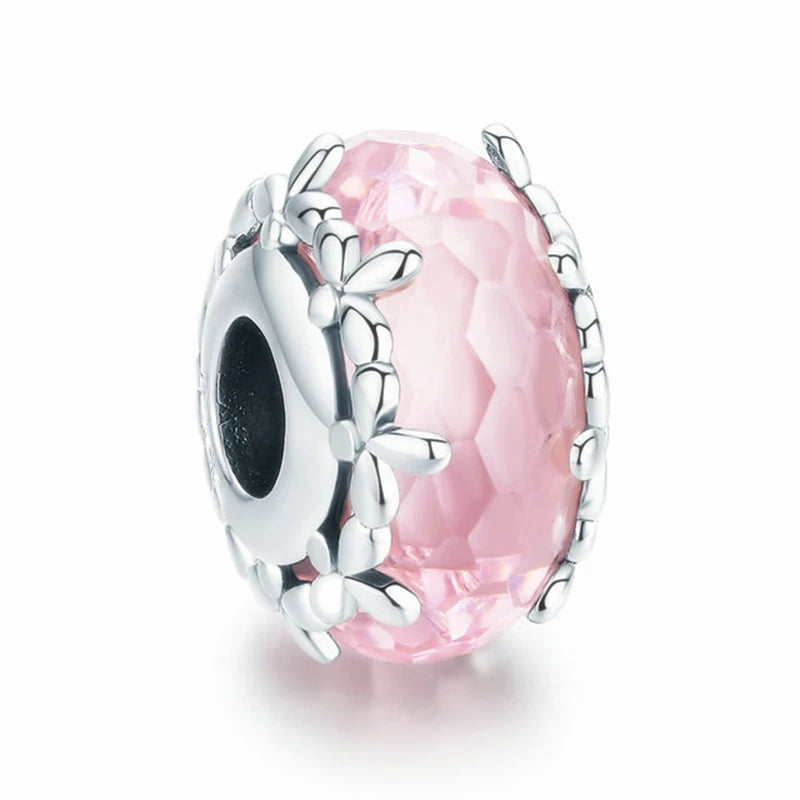 Hot Pink Murano Glass Charm Bead For 925 Bracelet Pendant