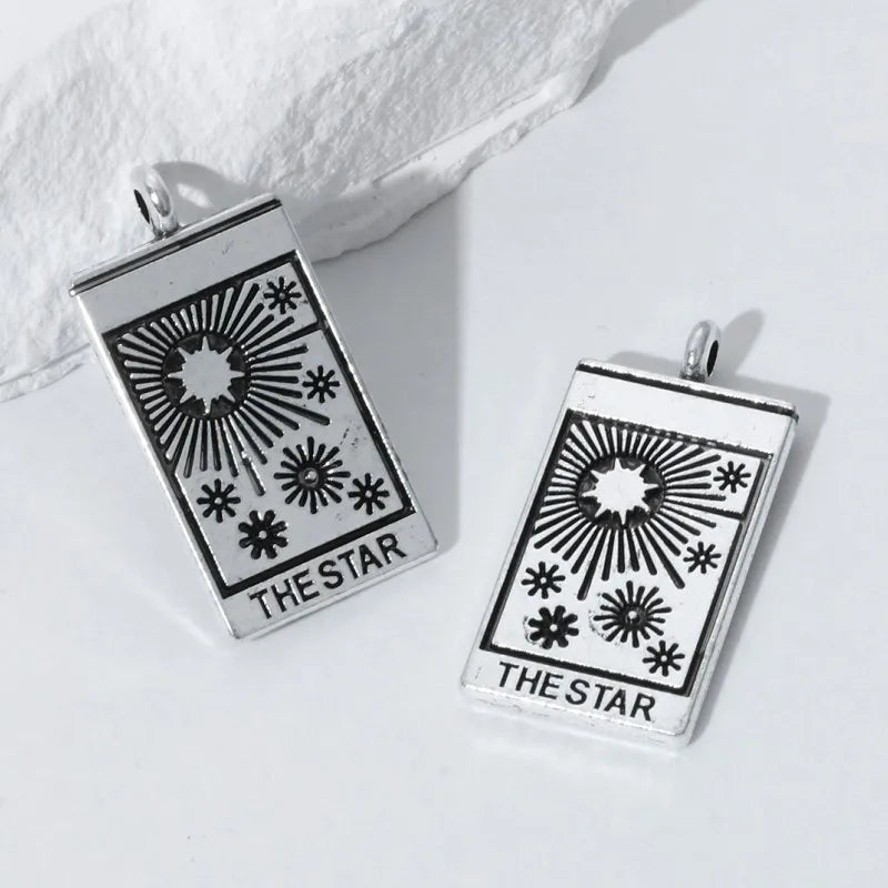 Elegant Alloy Tarot Card Charms Set for DIY Religious Jewelry Crafting