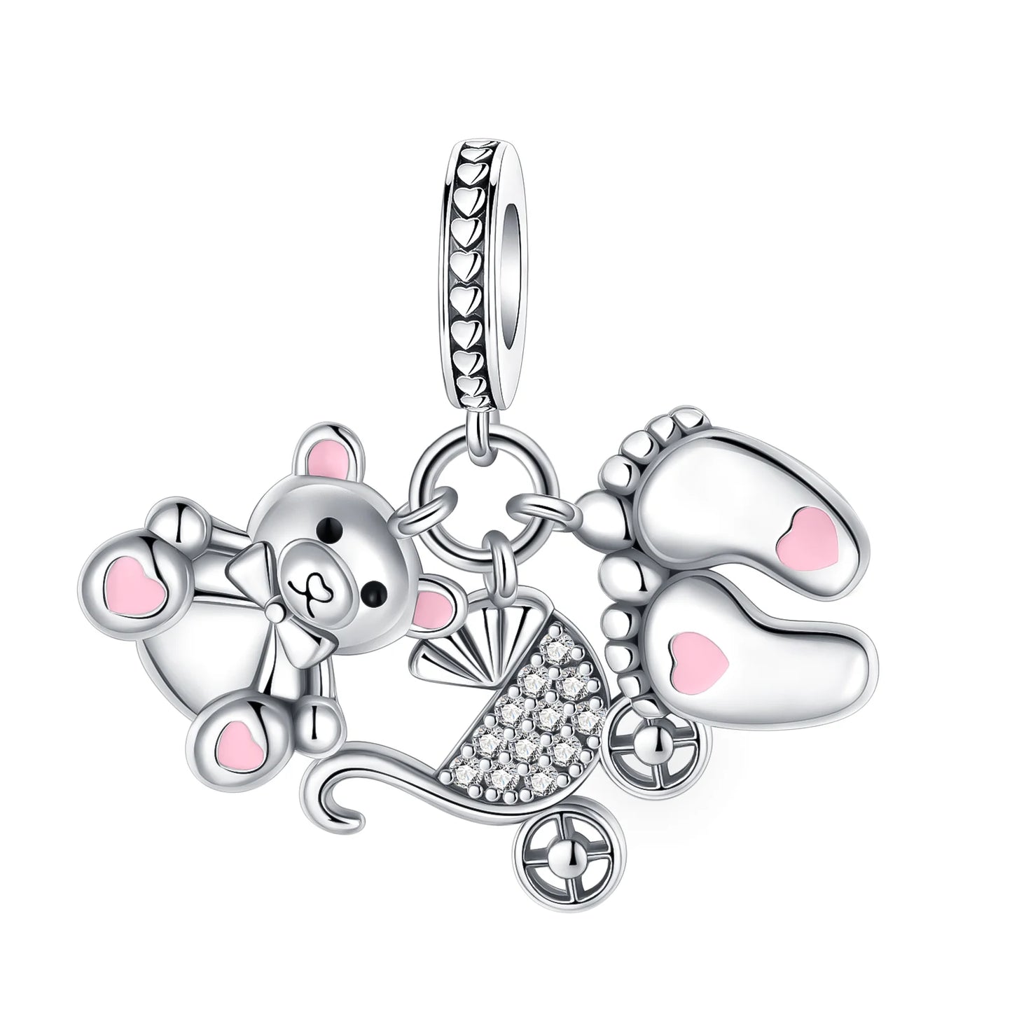 Original 925 Sterling Silver Magic Cube Charm Bead Pendant with Zircon for Bracelet and Necklace Jewelry