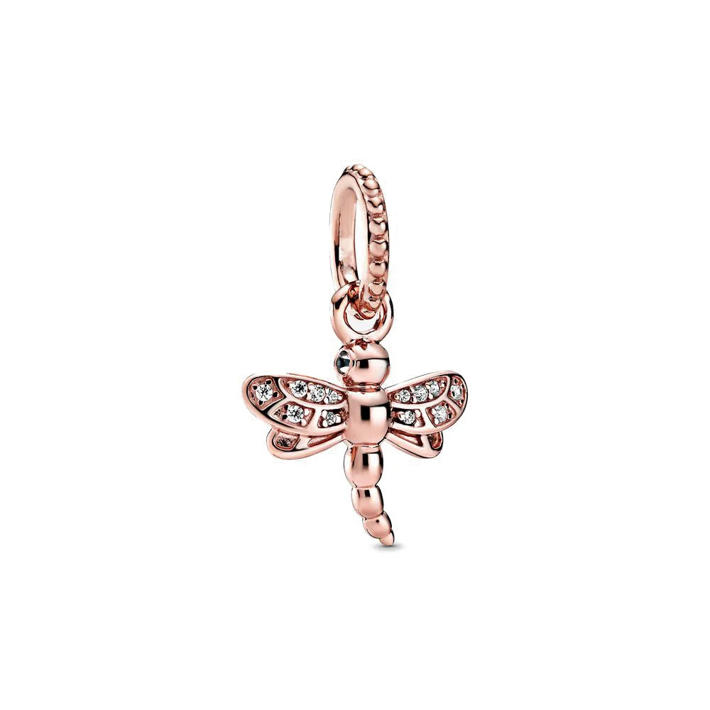 Rose Gold Butterfly Lock Key Charms Beads for DIY Jewelry Making F657