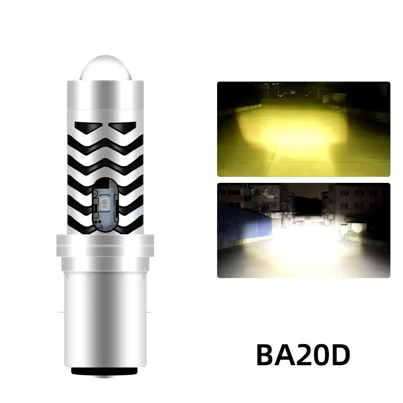 H4 H6 BA20D Dual Color LED Motorcycle Headlight Lamp