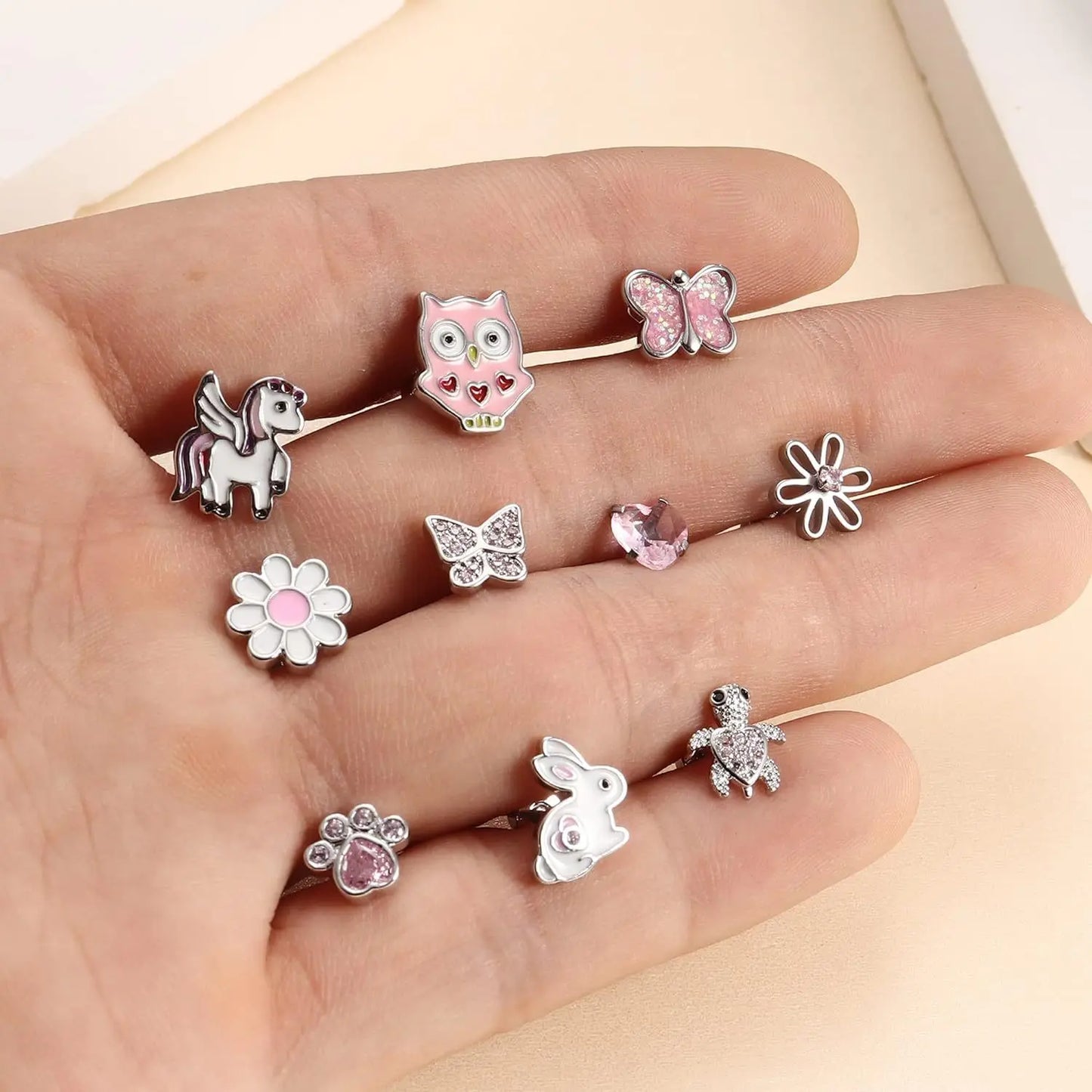 Bobisty Rainbow CZ Stud Earrings for Women Stainless Steel Hypoallergenic Screwback