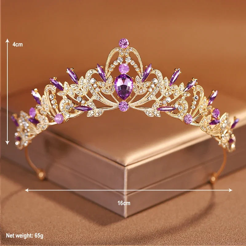 Elegant Gold Crystal Bridal Crown for Women - Trendy Wedding and Birthday Tiara