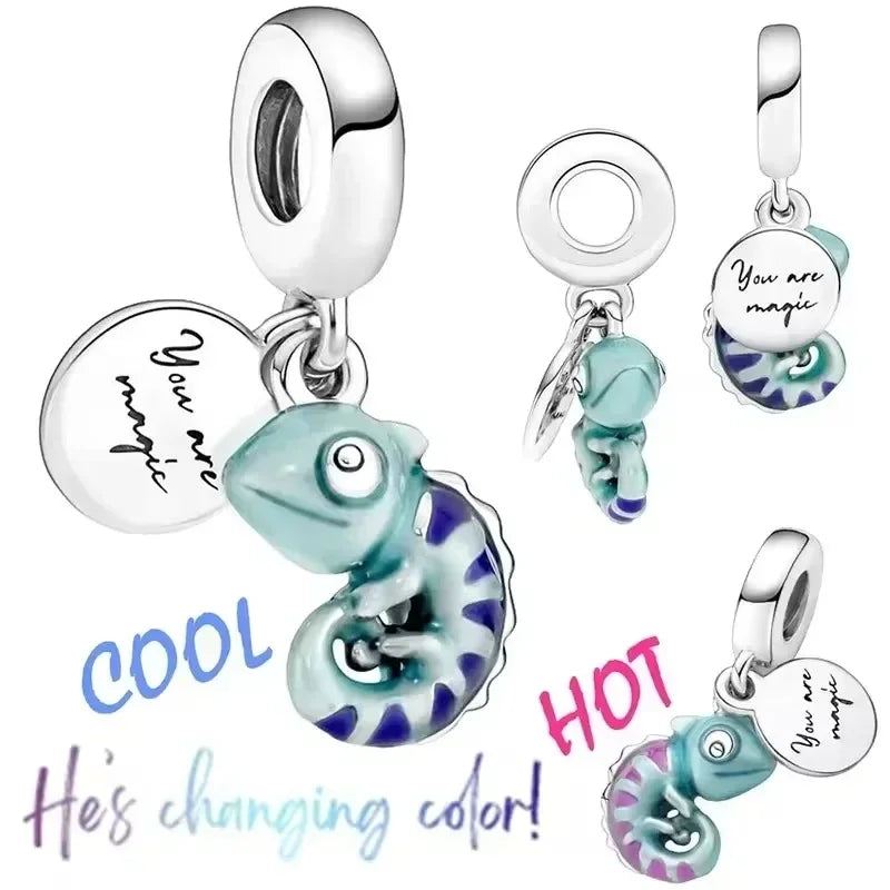 925 Sterling Silver Purple Star Animal Heart Flower Charms Beads for DIY Necklace and Bracelet Jewelry Gift