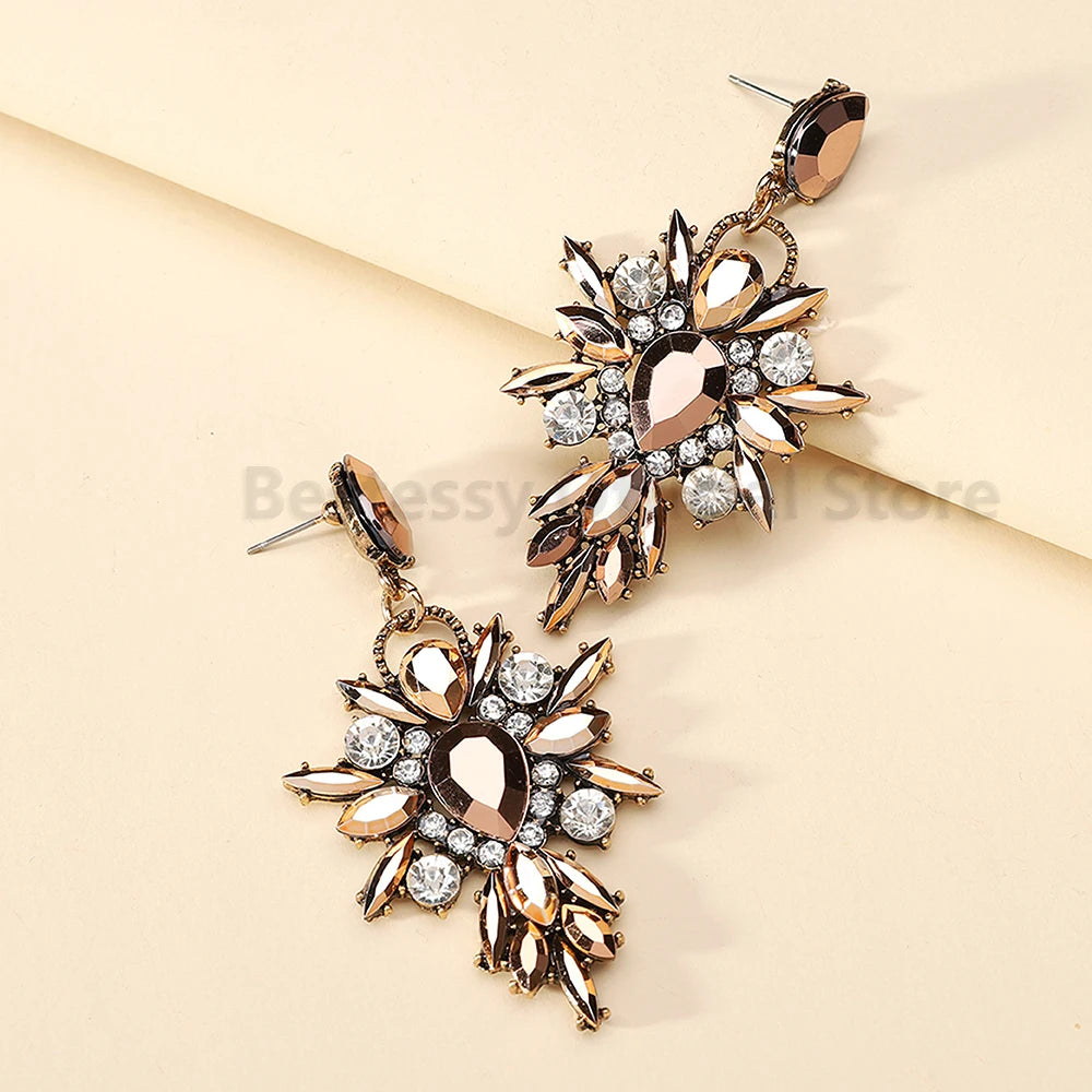 Elegant Rhinestone Drop Earrings for Women - Luxury Chandelier Design for Weddings and Parties
