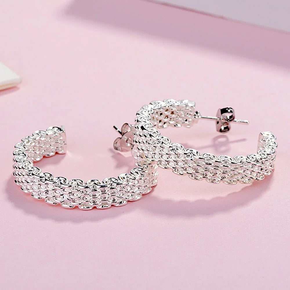 925 Sterling Silver Charm Stud Earrings For Women Party