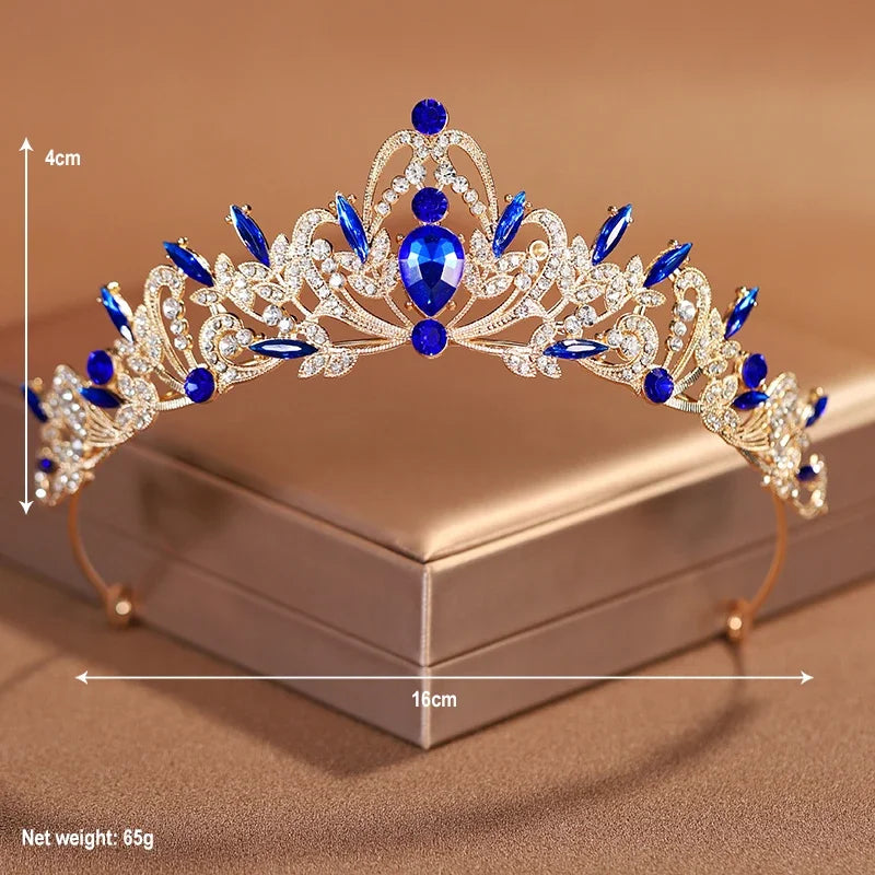 Elegant Gold Crystal Bridal Crown for Women - Trendy Wedding and Birthday Tiara