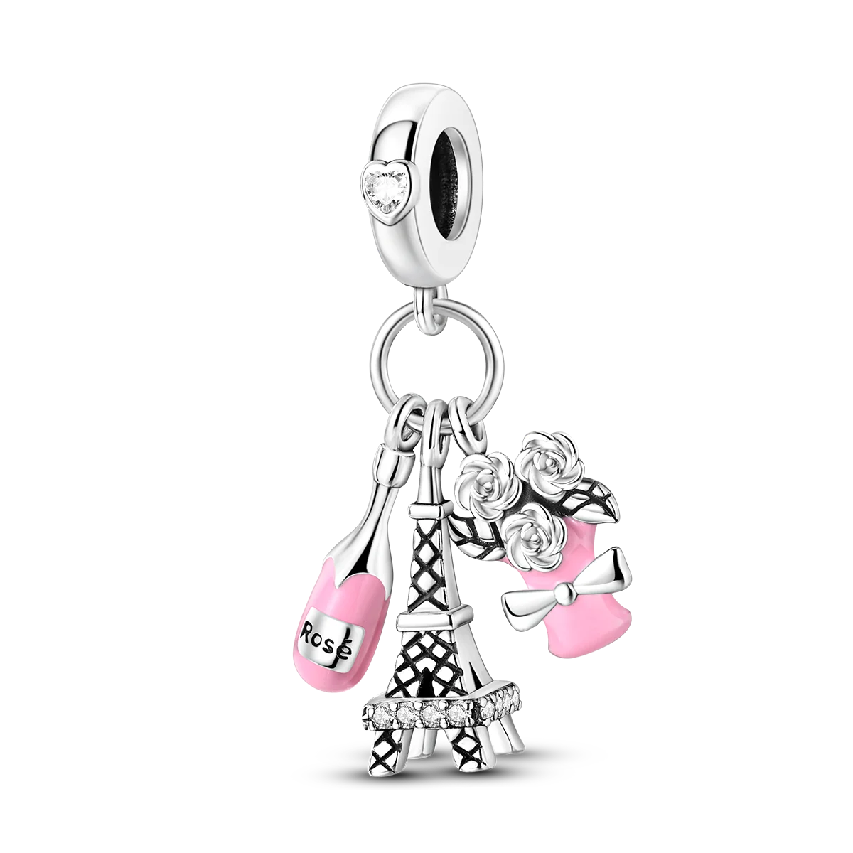 925 Silver Paris Plane Travel Charms for Bracelet Jewelry KTC903