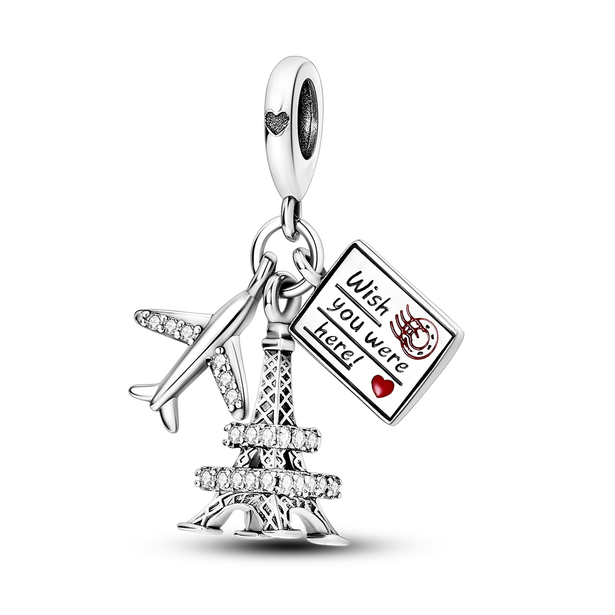 925 Silver Paris Plane Travel Charms for Bracelet Jewelry KTC526
