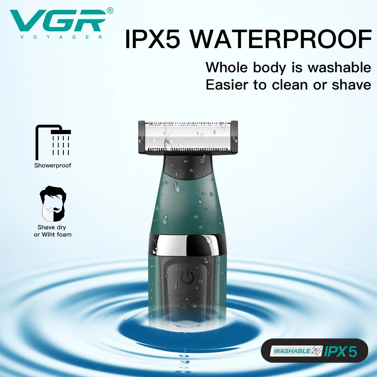 VGR Razor Professional Shaving Machine Electric Shaver Waterproof Beard Trimmer Razor 2 In 1 Hair Trimmer Shaver for Men V-393