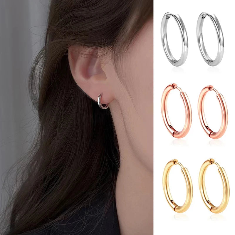 Classic Stainless Steel Hoop Earrings Set for Men and Women 2024