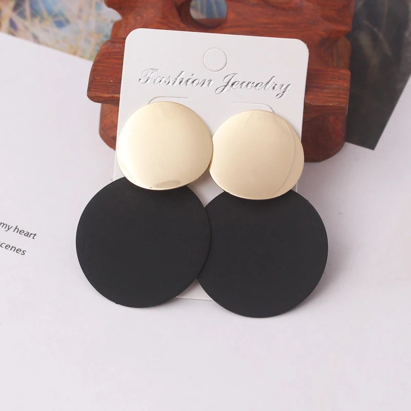 Elegant Double-Layer Round Pendant Drop Earrings for Women - European Fashion Zinc Alloy Dangles
