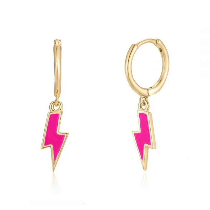 Rose Red Zircon Hoop Earrings for Women Minimalist Dangle Party Jewelry Trend 2025