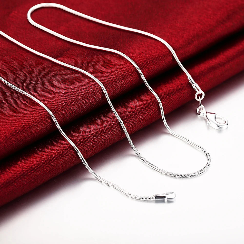 925 Sterling Silver Snake Chain Necklace Set 10PCS 16-30 Inch 1mm Fashion Jewelry for Men and Women