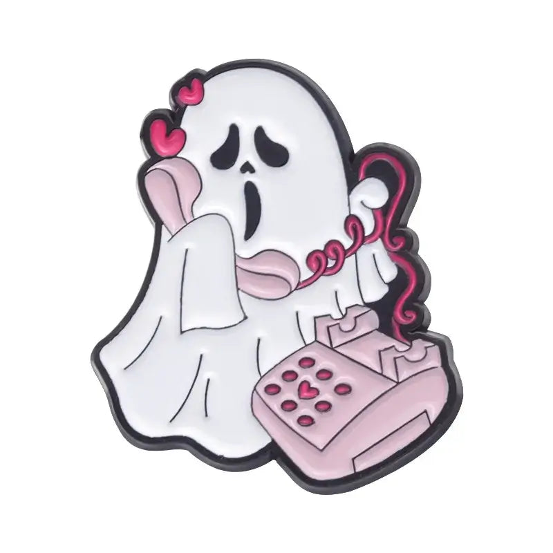 Cute Fashion Ghost Enamel Pins Brooch Set for Accessories Gold-color CHINA