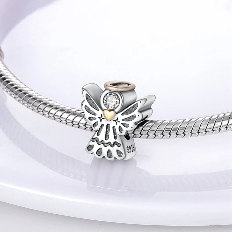 925 Sterling Silver Charms Pendant Set for Bracelets Angel Devil's Eye Fatima's Hand Cross Women's Jewelry Gift