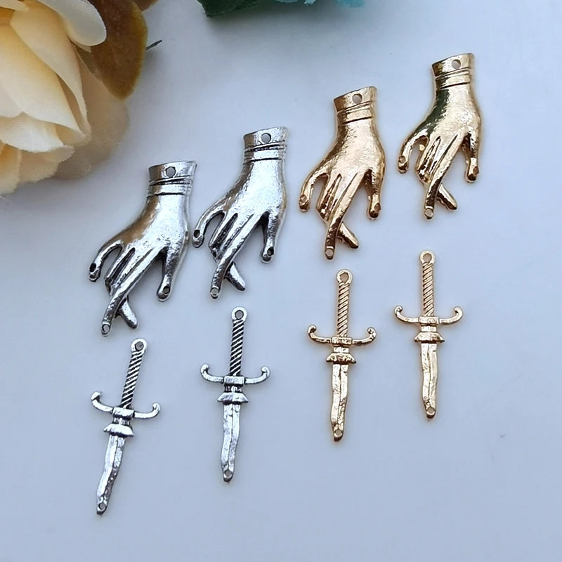 5 Piece Hand Sword Pendant Set DIY Unisex Gothic Charms