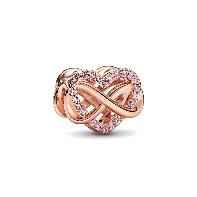 Rose Gold Padlock Heart Key Pendant Necklace for Women 925 Silver with Zircon Beads P1200
