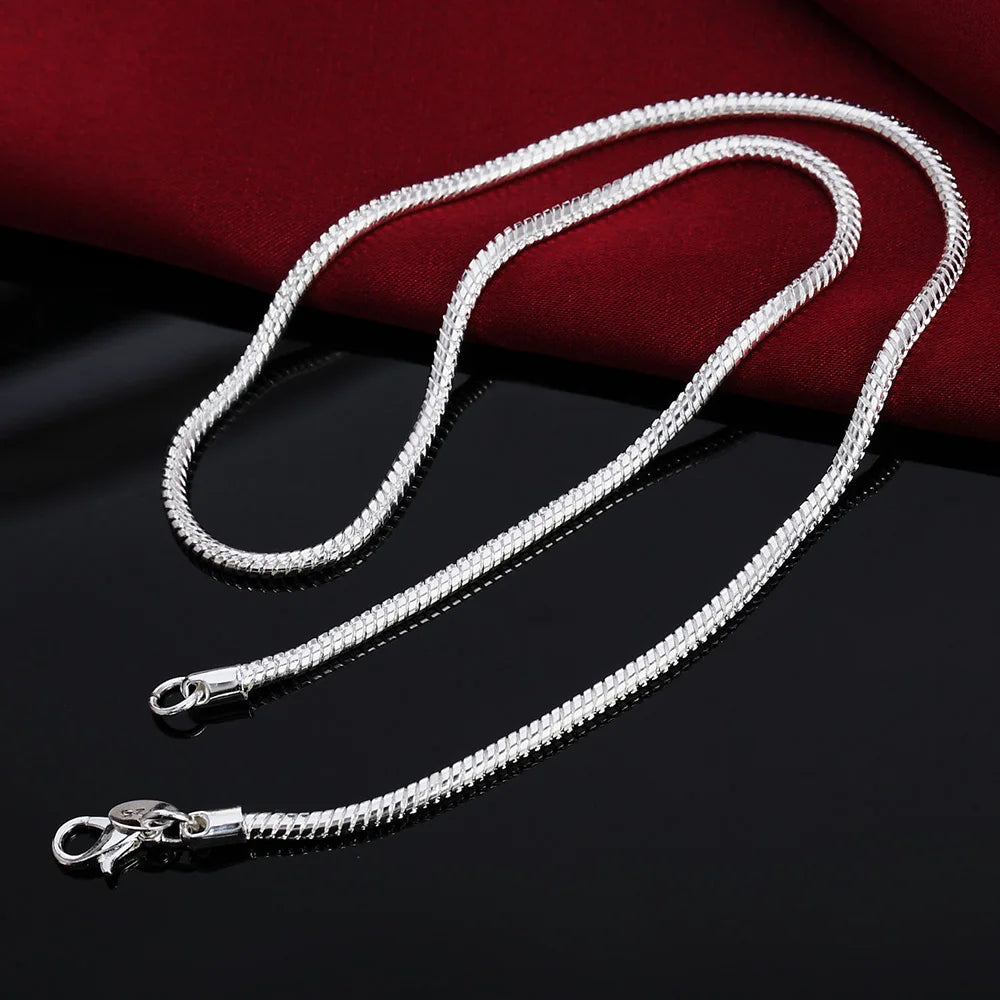 Sterling Silver Snake Chain Necklace 40cm to 75cm Available in 1MM 2MM 3MM Perfect for Pendants 3MM