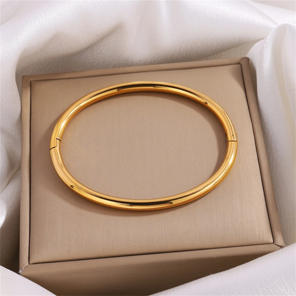 Gold Crystal Nail Head Cross Stainless Steel Women's Cuff Bracelet