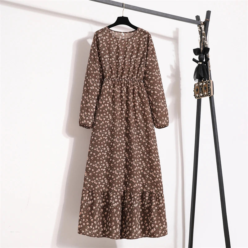Spring Summer Women Maxi Dresses Casual Full Sleeve Floral 7