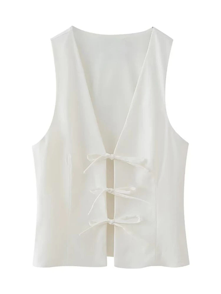 Women Lace Up V Neck Sleeveless Y2K Vintage Sexy Summer Tank
