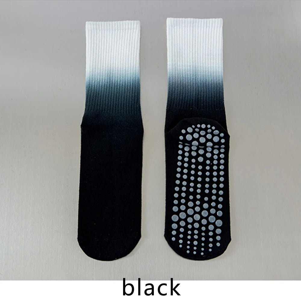 Colorful Women Cotton Mid Tube Non Slip Yoga Pilates Socks
