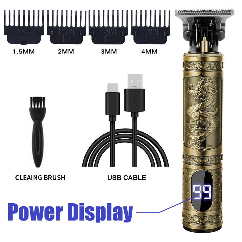 Vintage T9 Hair Clippers for Men Electric Beard Trimmer Kit with Long Battery Life