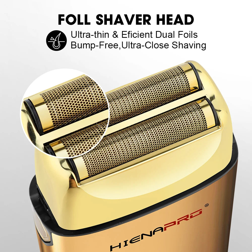 HIENA Pro Electric Shaver for Men Rechargeable Stainless Steel Hair Clipper with Floating Head Wet and Dry Use
