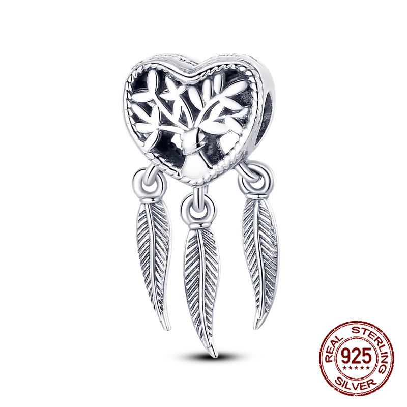 Inlaid Zircon Heart Charm Beads 925 Sterling Silver Dangle for Bracelets SMC1974
