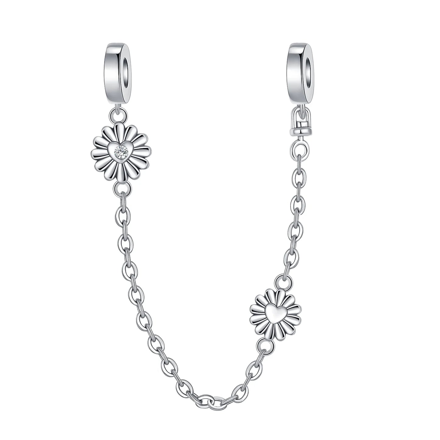 925 Sterling Silver Clover Daisy Star Moon Pavé Safety Chain Bow Necklace and Bracelet Set Luxury Fine Jewelry for Women