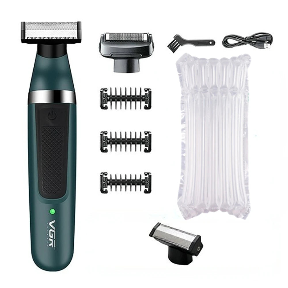 VGR Razor Professional Shaving Machine Electric Shaver Waterproof Beard Trimmer Razor 2 In 1 Hair Trimmer Shaver for Men V-393 without box 2 head