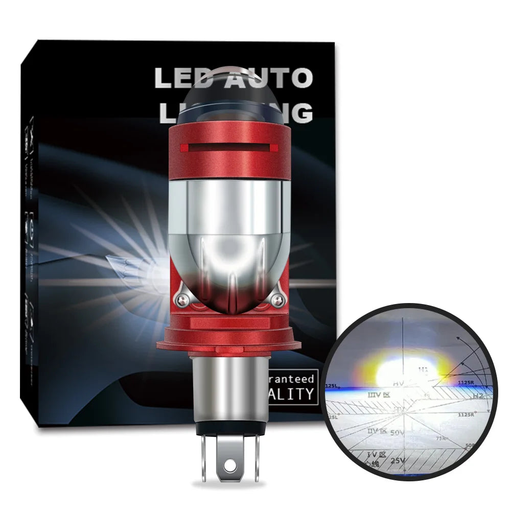 Stella Bi LED Lens Projector H4 Mini Bulb 14000LM Headlight White Light 2 Pieces Yellow Bulb H4 LHD