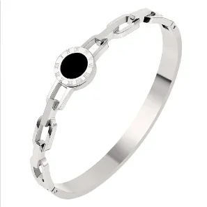 Jovolove Elegant Stainless Steel Waterproof Bangle for Women - Fashionable Gemstone Design