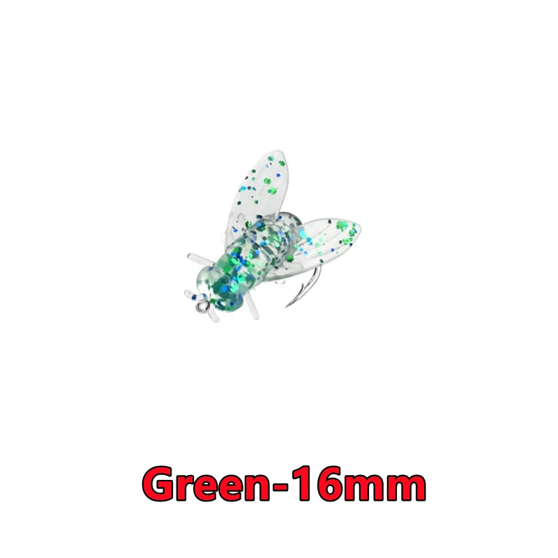 New 50-10PCS Mini Bionic Fly Fishing Bait For Salmon Trout Green-16mm