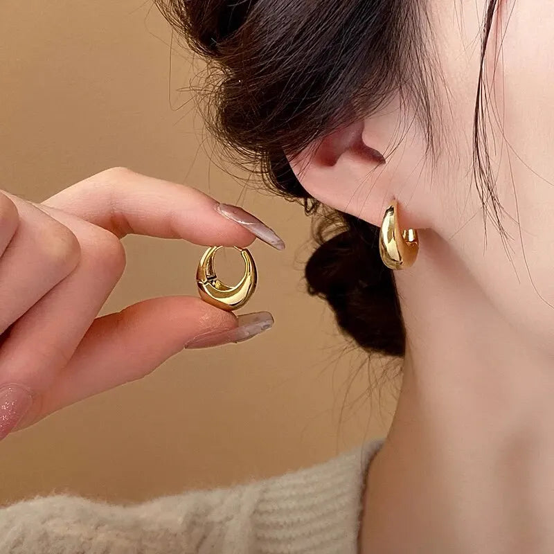 Punk Oval Hoop Earrings Minimalist U Shaped Accessories for Daily Style